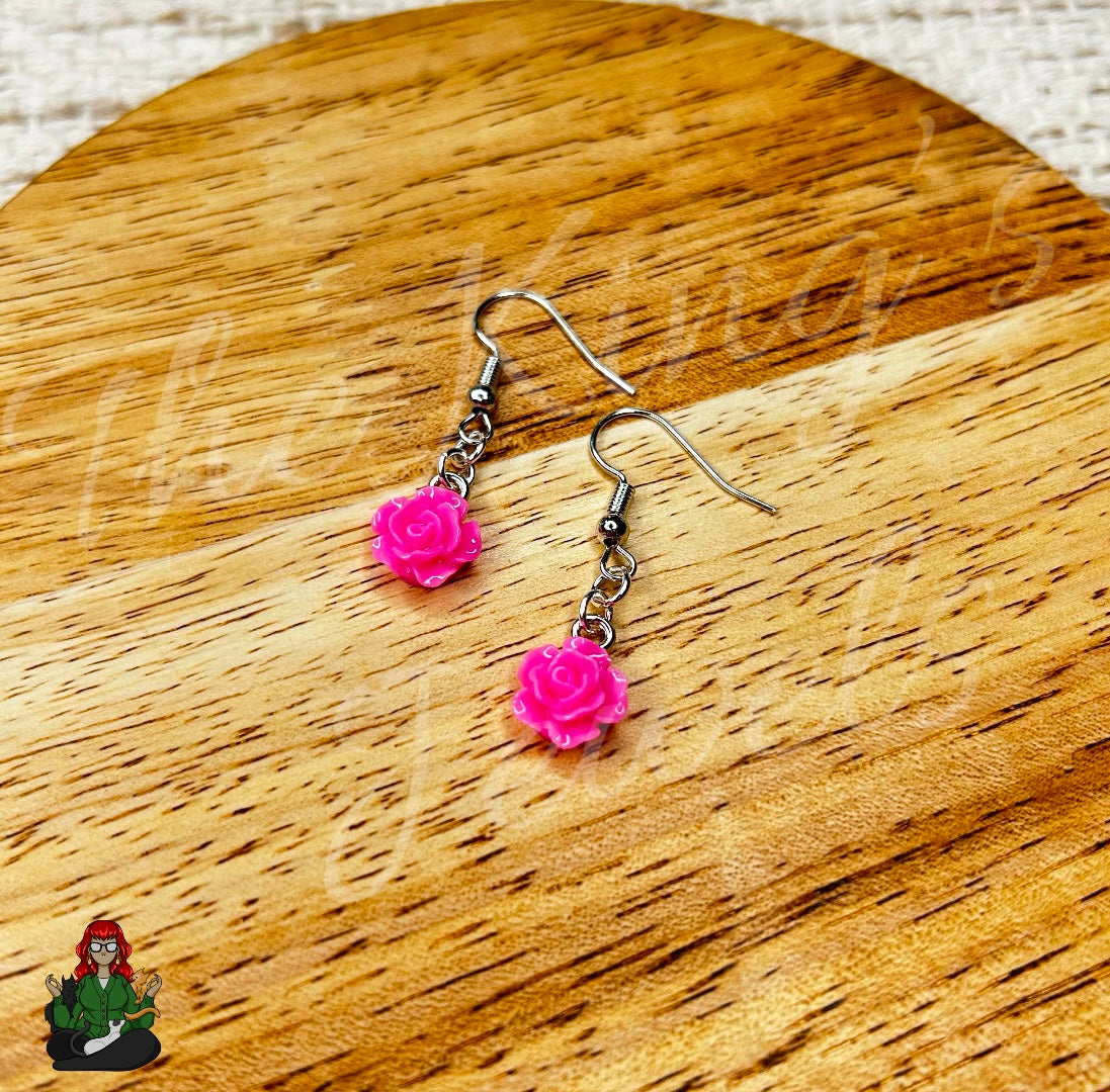 LeonaRae - Hot Pink Rose Earrings!