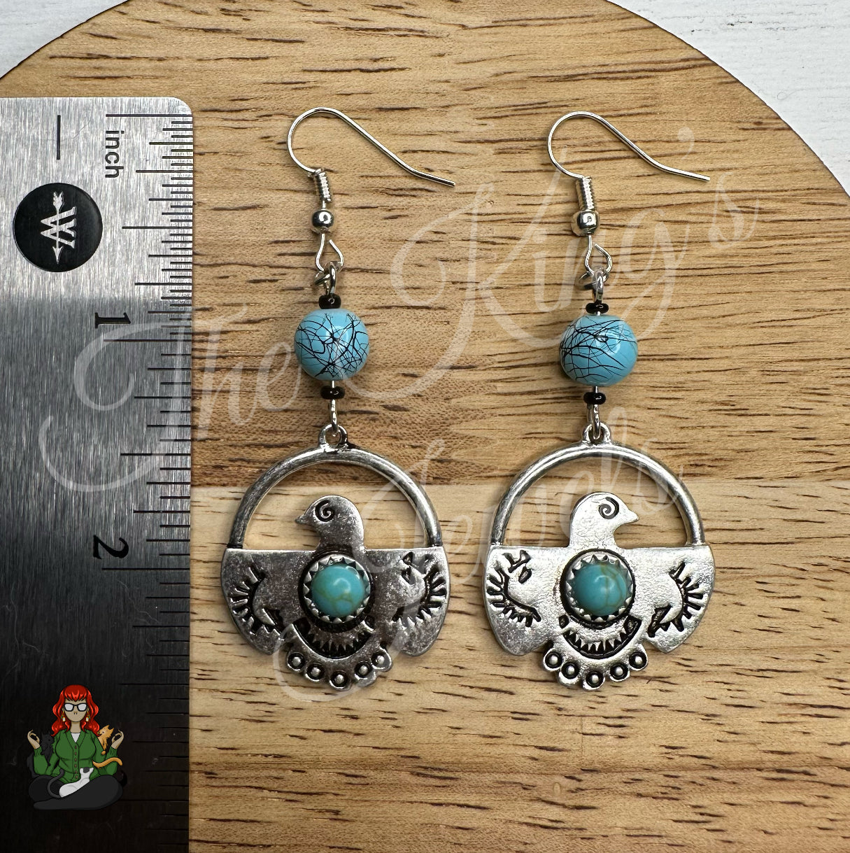 Katie - Teal & Eagle Earrings!