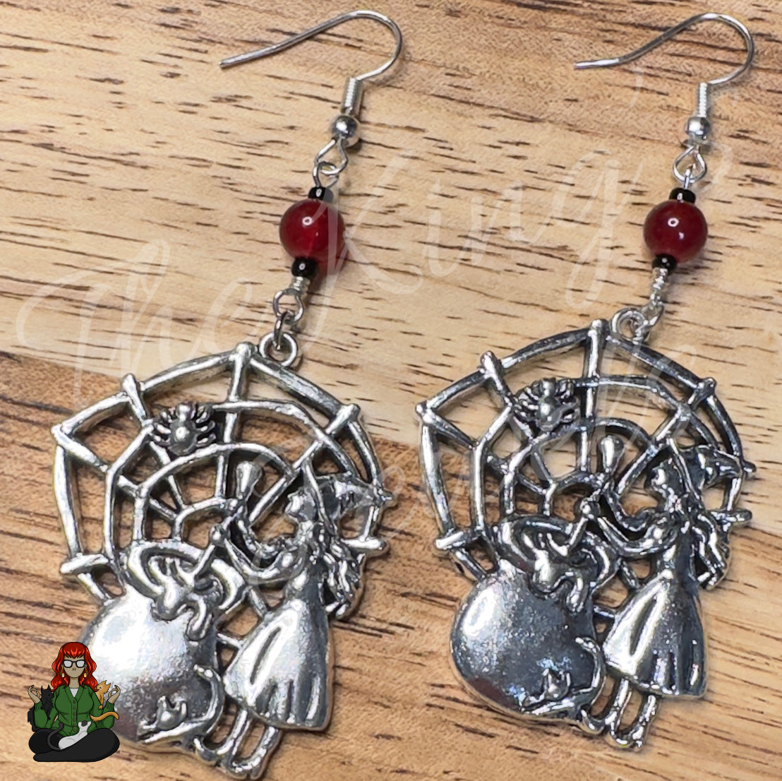 Katie - Large Witch & Spider Web Earrings!