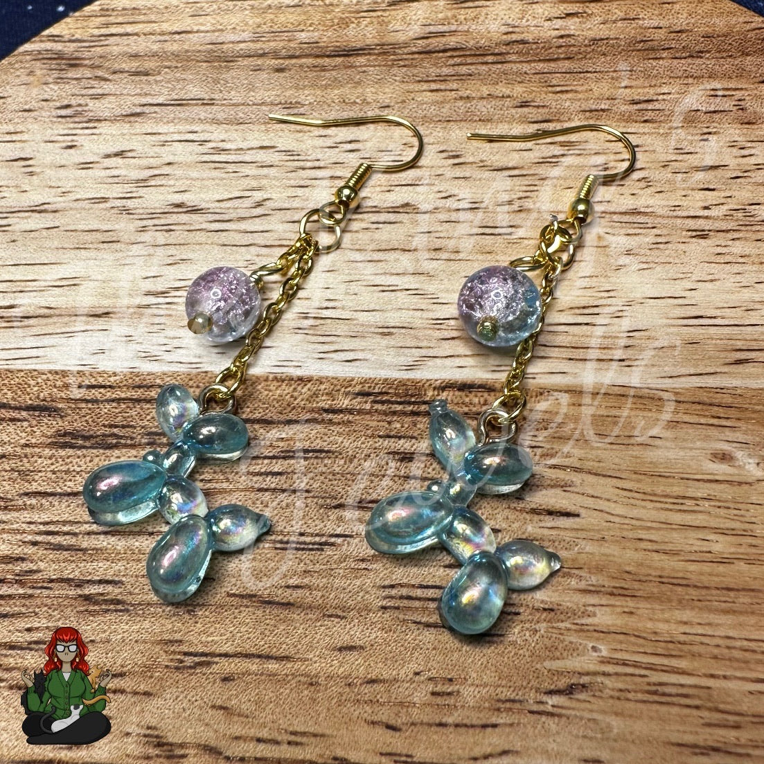 Gladys - Blue Balloon Animal Earrings!