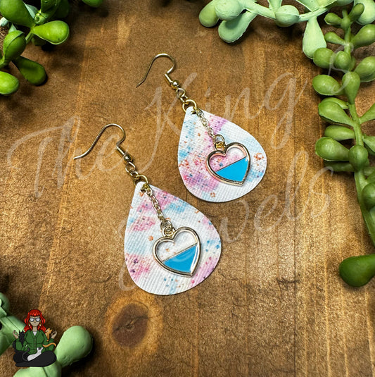 Rose - Pastel Cloud & Blue Heart Earrings!