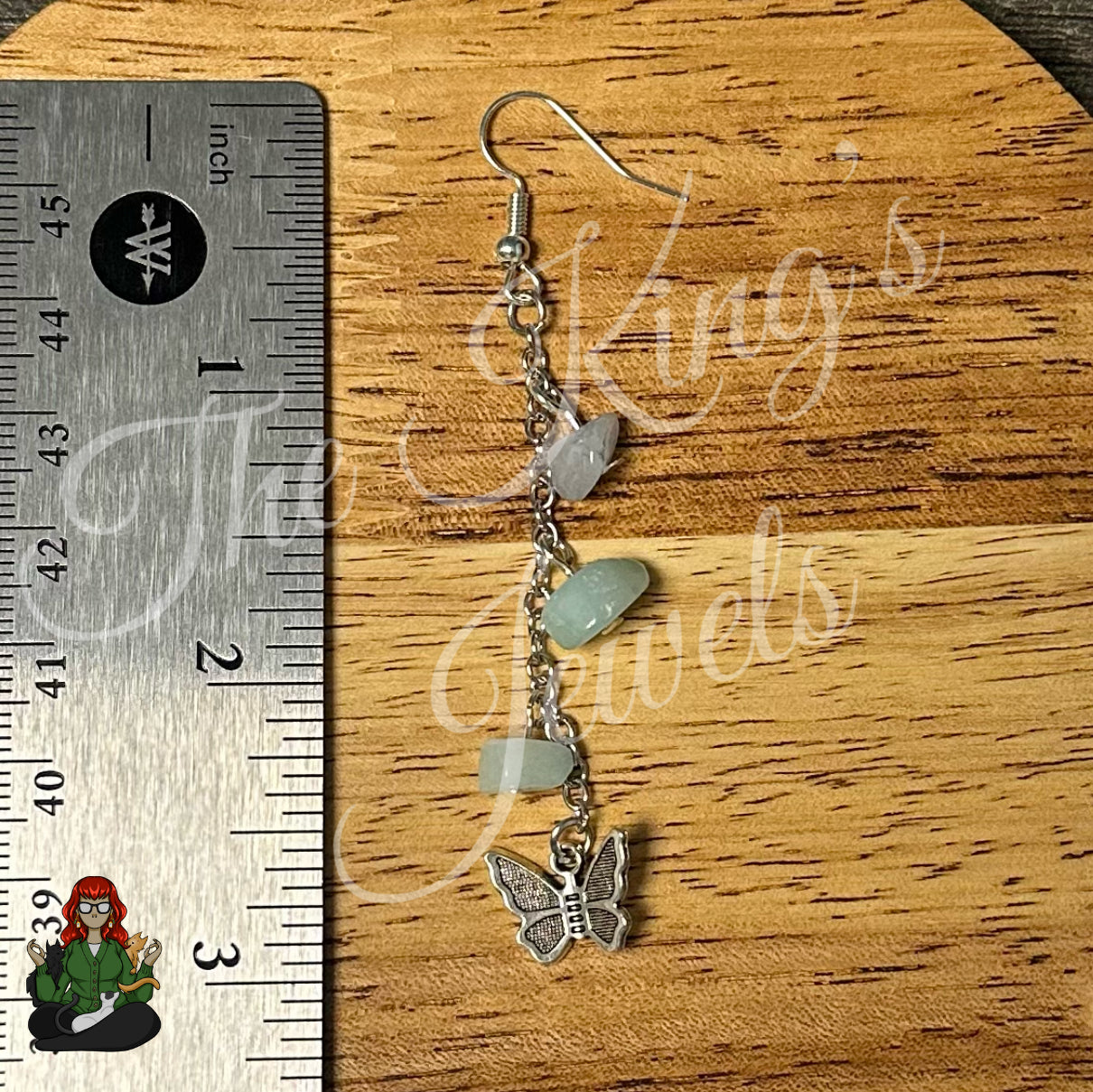 Gladys - Dyed Aquamarine Butterfly Earrings!