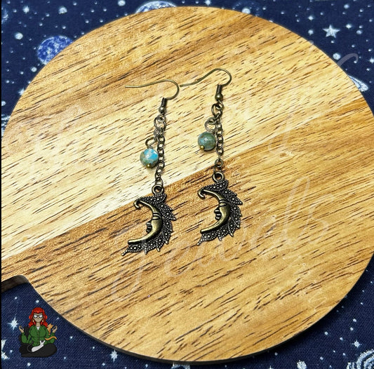 Gladys - Crescent Moon & Bead Earrings!