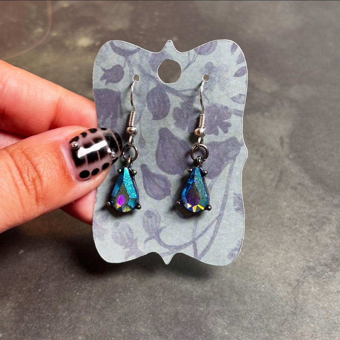 LeonaRae - Iridescent Blue Rhinestone Earrings!