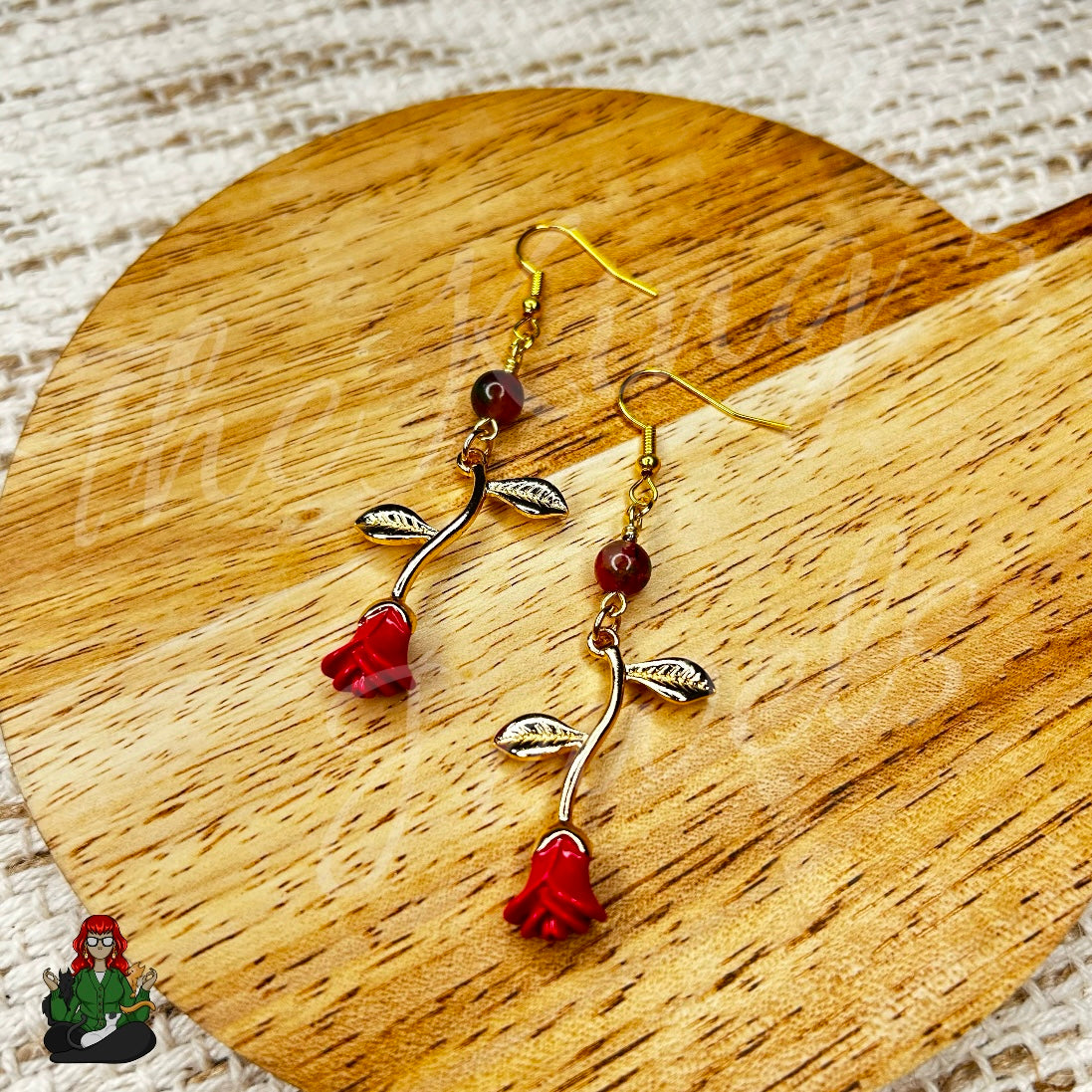 Katie - Dyed Jade Bead & Rose Charm Earrings!