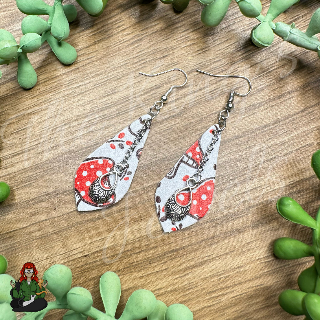 Jennifer - Mushroom Faux Leather Earrings!