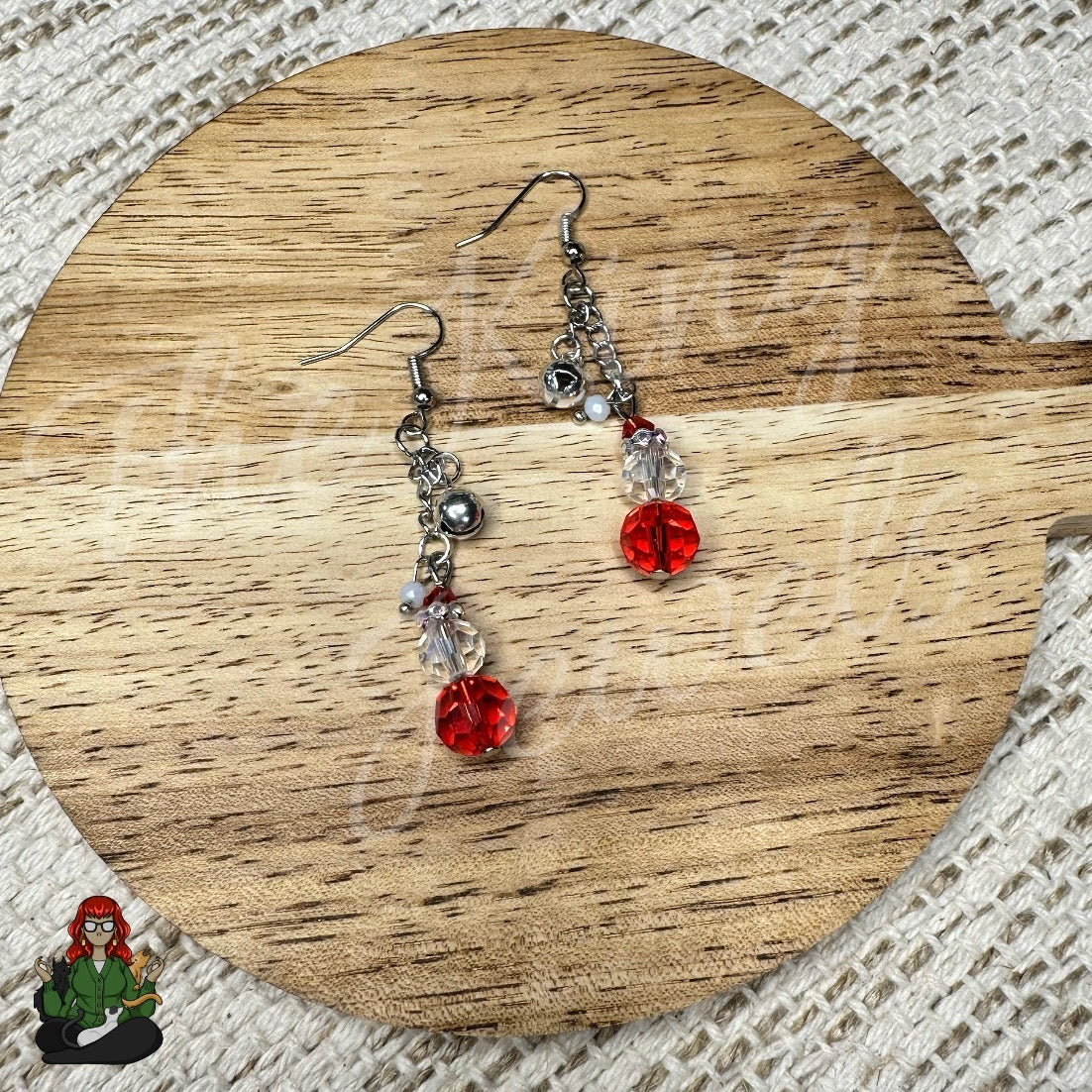 Gladys - Santa Bead & Bell Earrings!