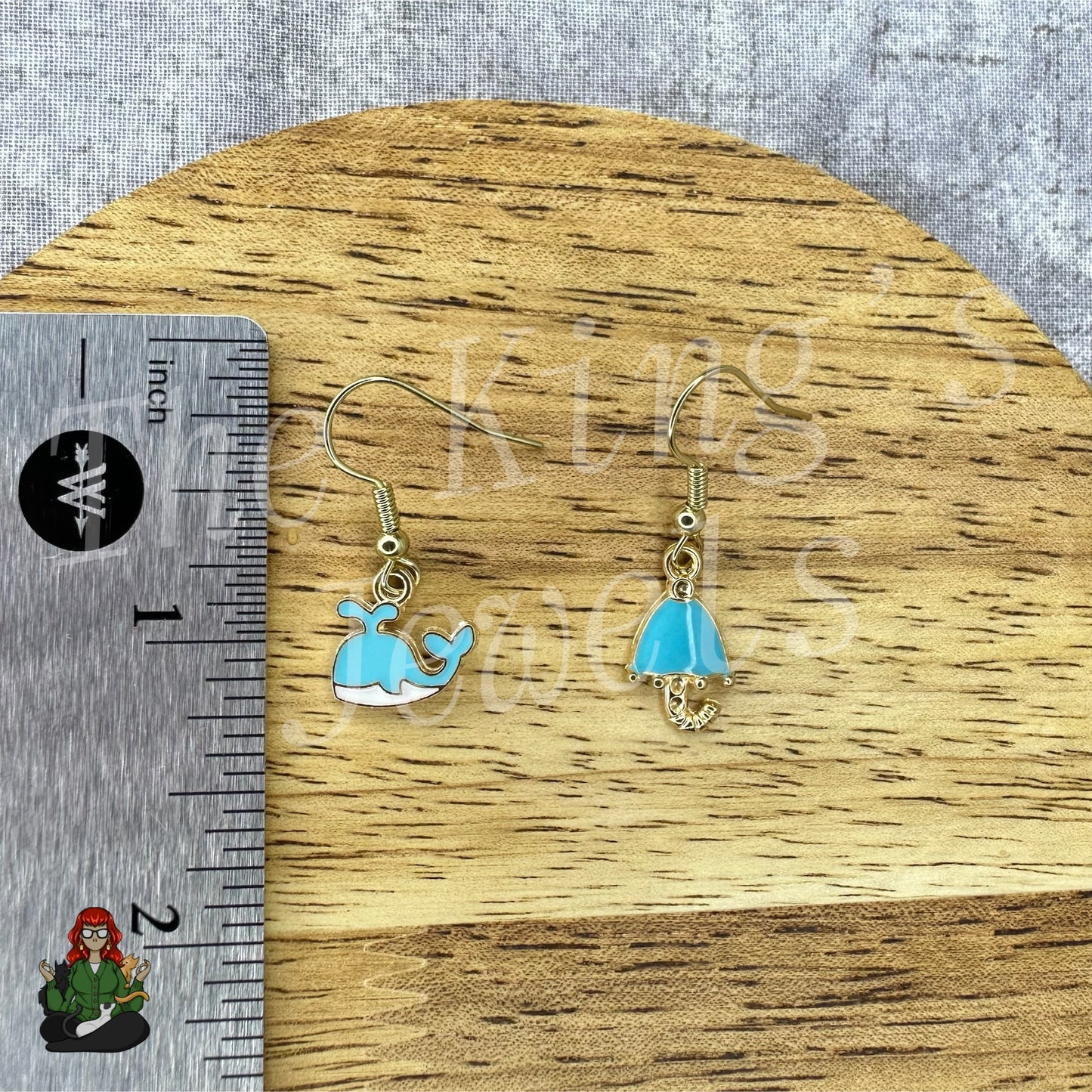 LeonaRae - Mismatch Blue Whale & Umbrella Kids Earrings!