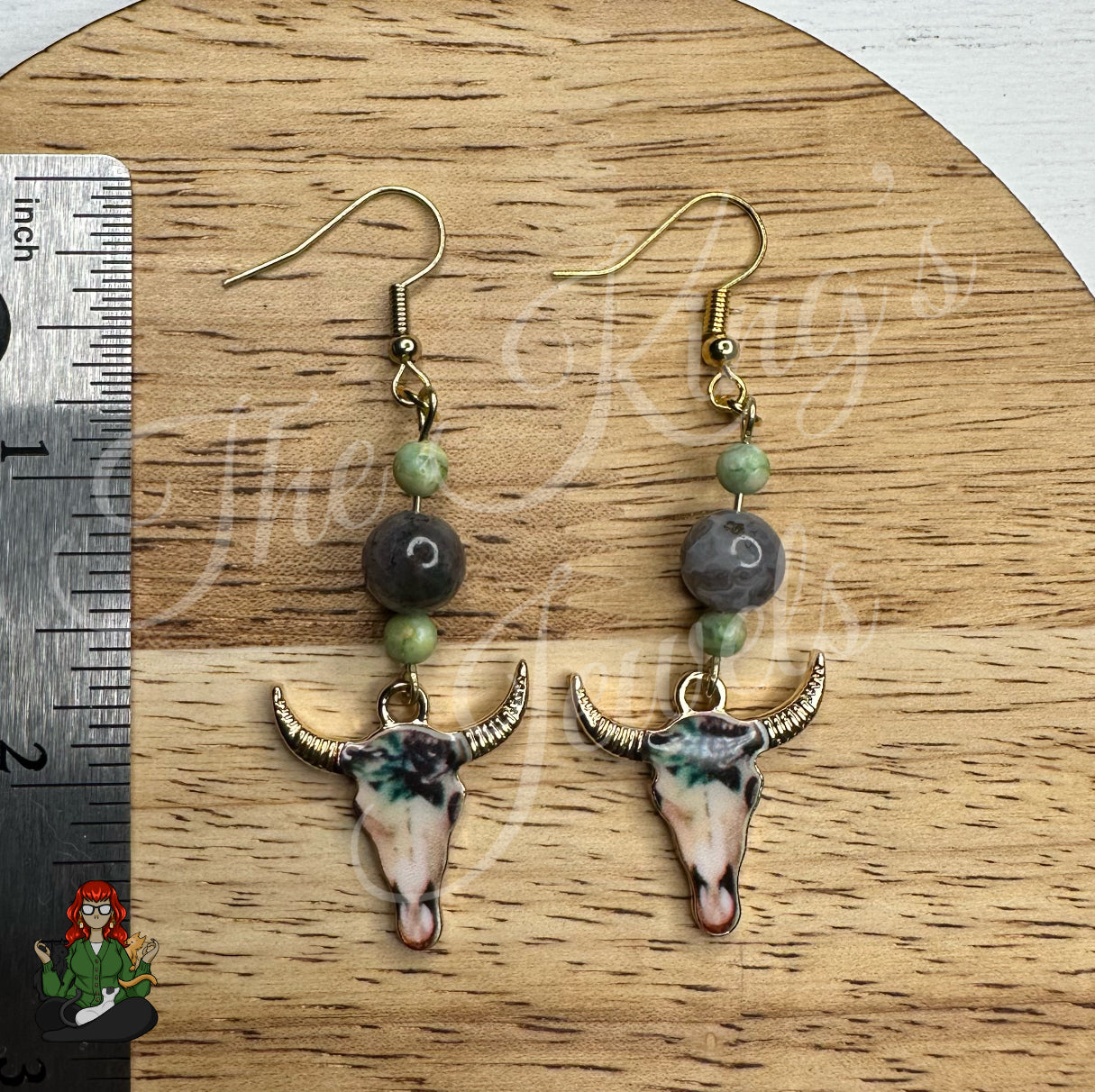 Katie - Steer Skull & Beaded Earrings!