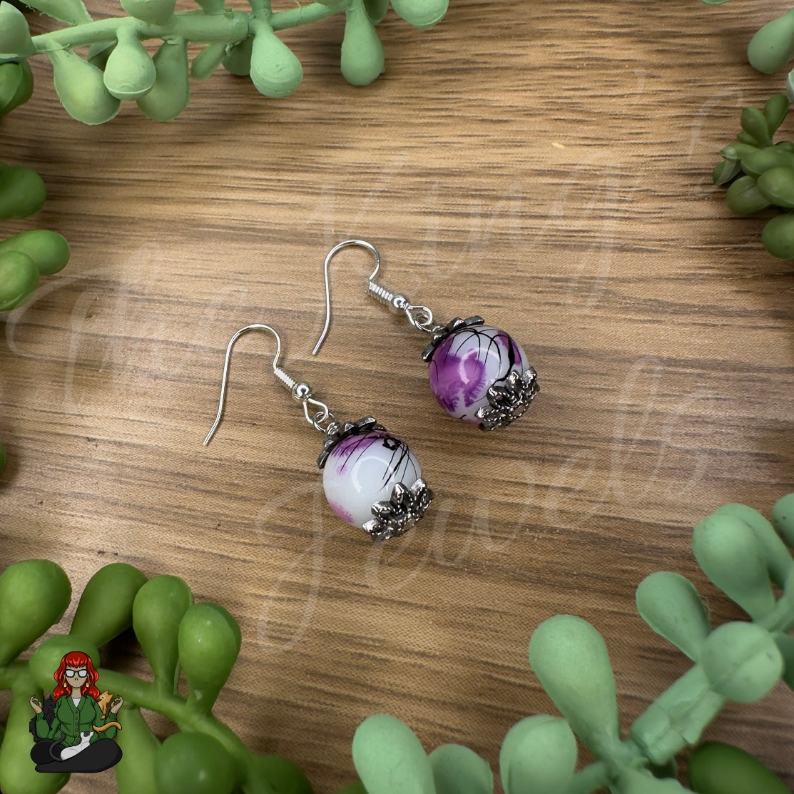 Shirley - Black & Purple Beaded Earrings!