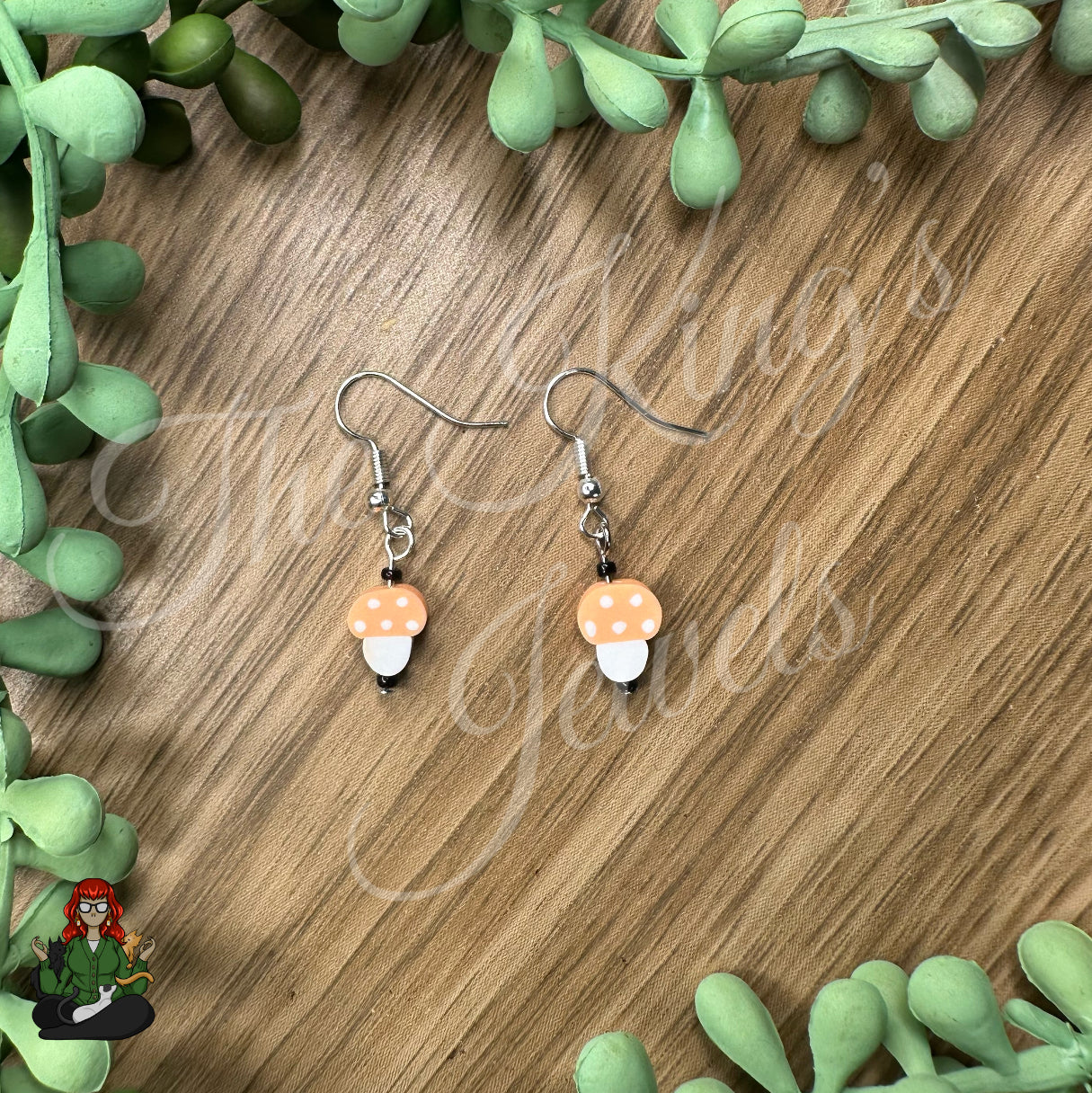 Shirley - Orange Mushroom Earrings!