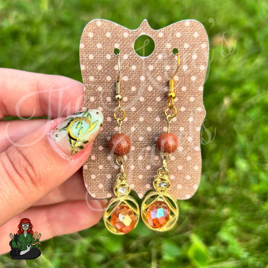 Katie - Goldstone & Rhinestone Earrings!