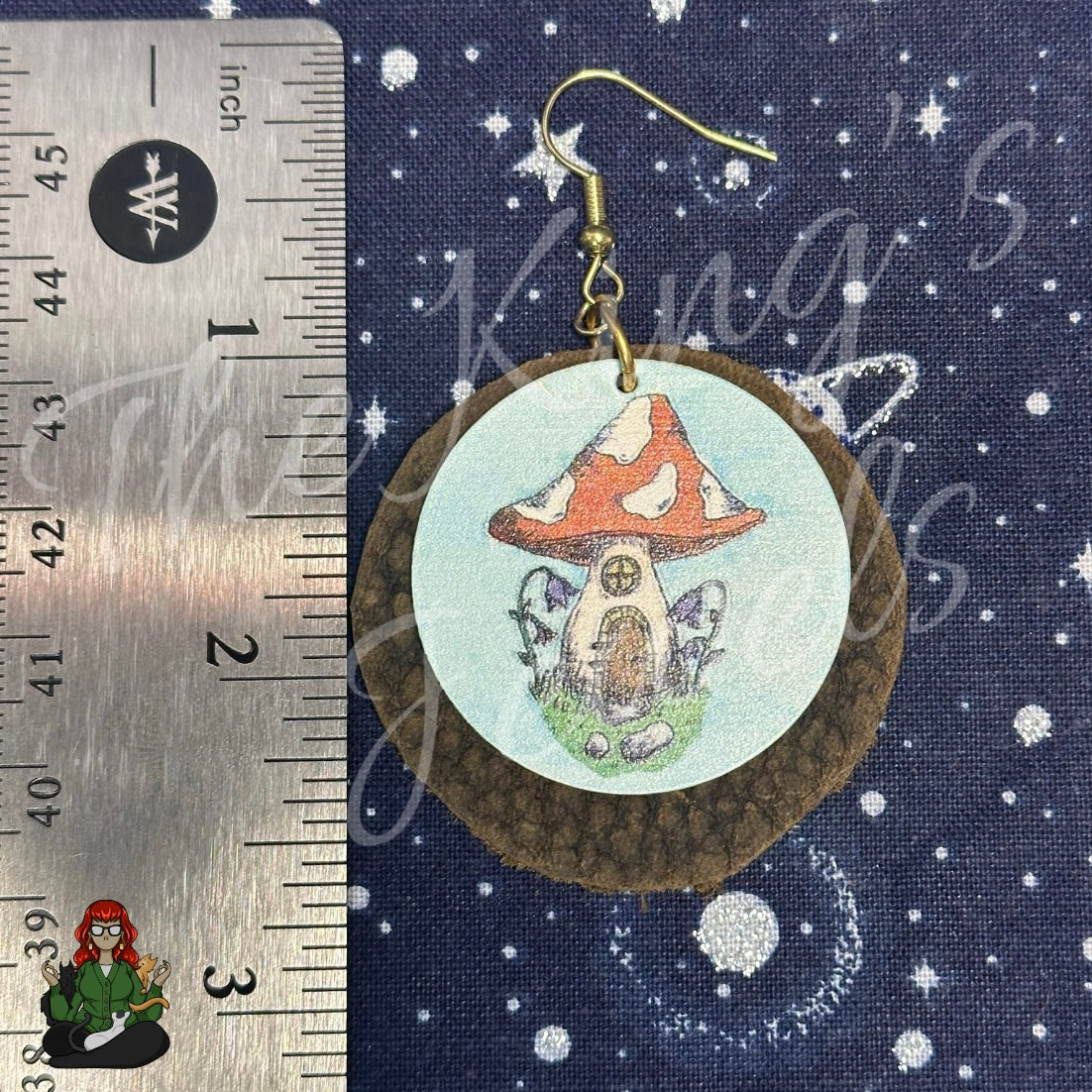 Anna - Mushroom Pendant with Genuine Leather Earrings!