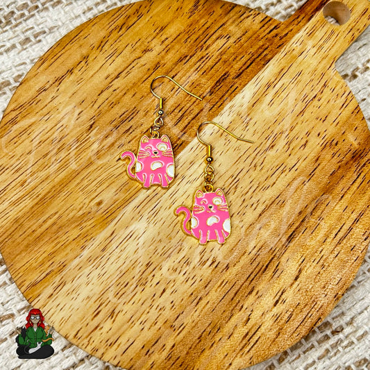 LeonaRae - Pink Kitty Earrings!