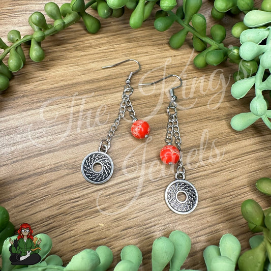 Gladys - Celtic & Red Bead Earrings!