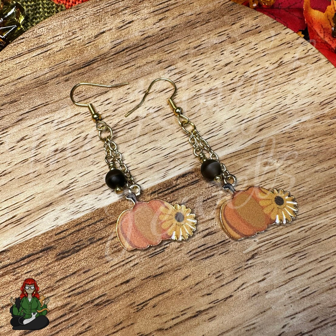 Gladys - Sunflower & Pumpkin Earrings!