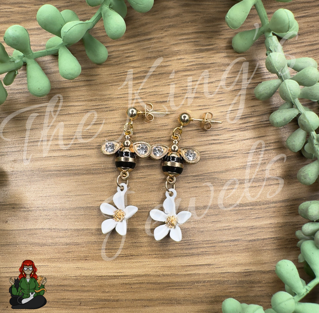 Katie - Flower & Bee Earrings!