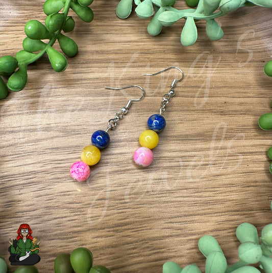 Melissa - Sodalite, Yellow Jade, & Pink Beaded Earrings!