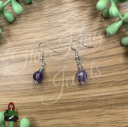 Shirley - Dainty Amethyst Bead Earrings!