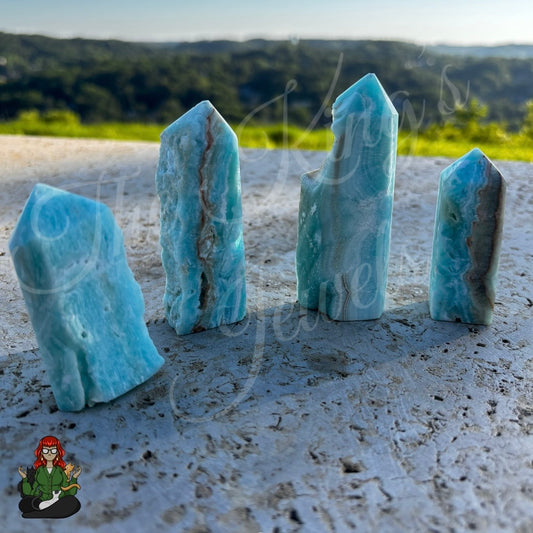Natural Blue Aragonite Obelisk Towers!