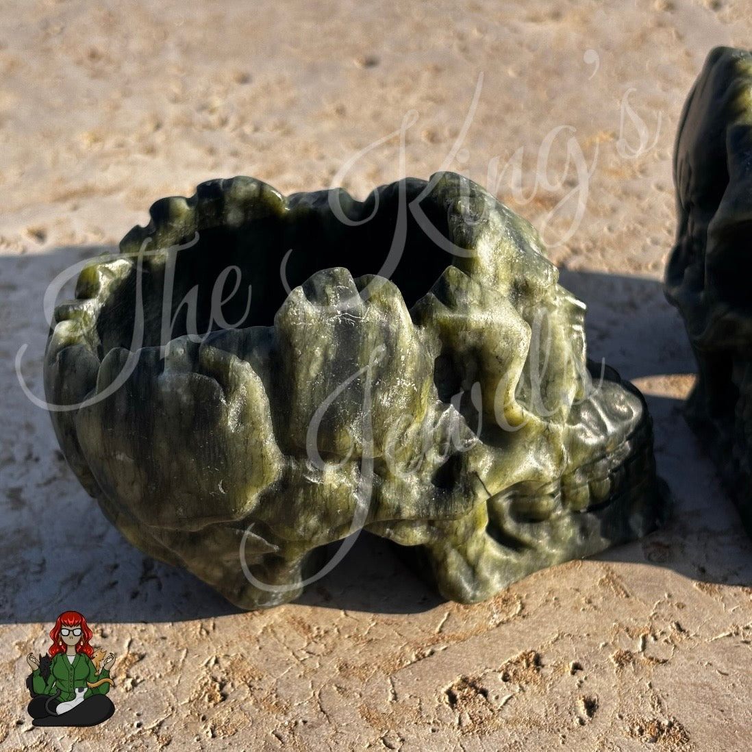 Natural Nephrite Jade Skull Crystal Bowl