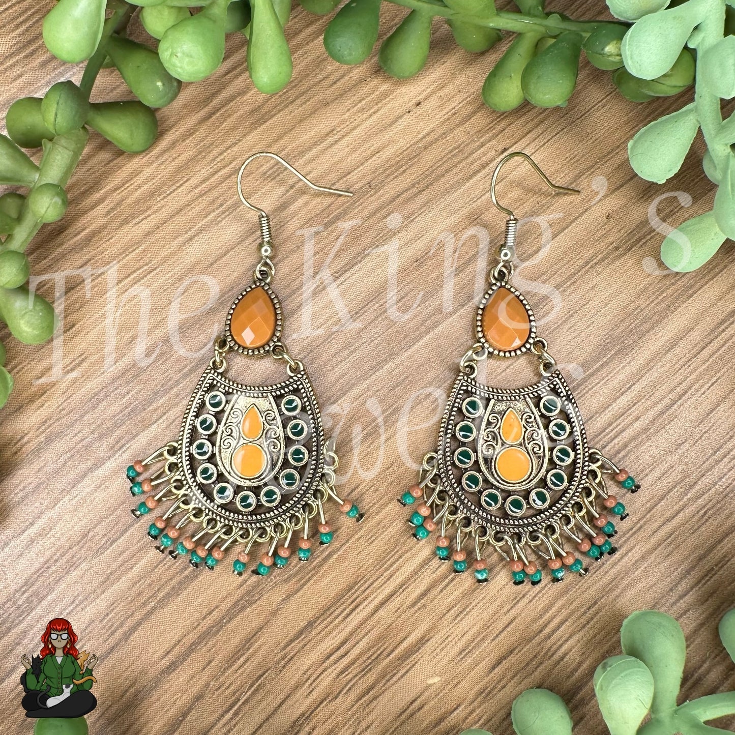 Rose - Rustic Orange & Teal Earrings!