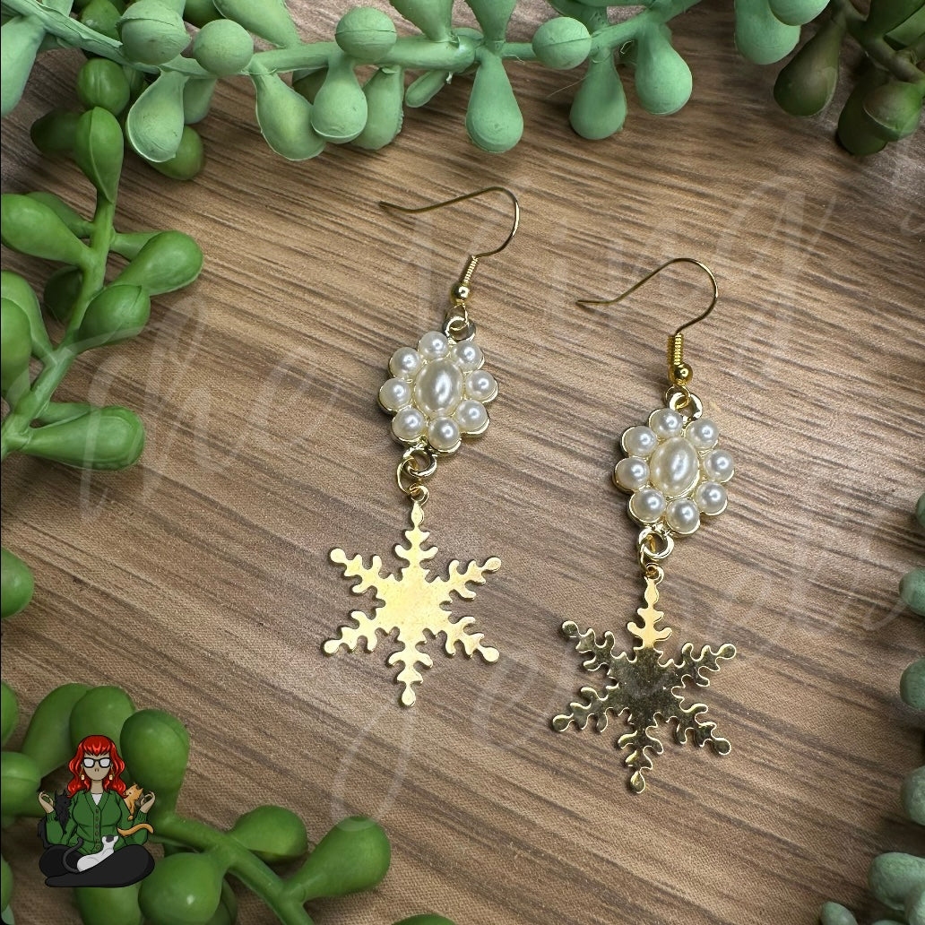 Katie - Pearl & Snowflake Earrings!