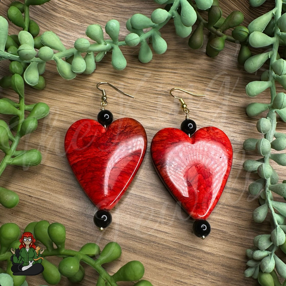 Melissa - Large Red Heart Statement Earrings!