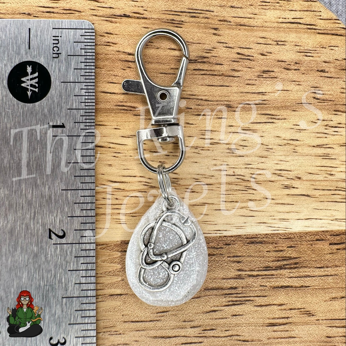 White Stethoscope Resin Keychain!