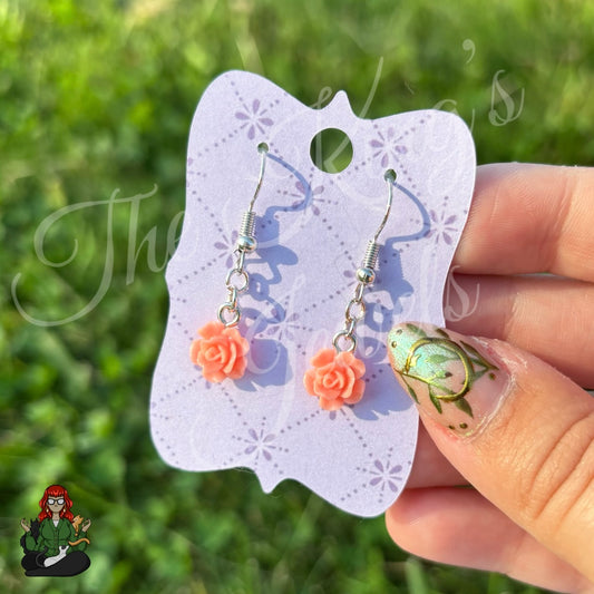 LeonaRae - Dainty Coral Rose Earrings!