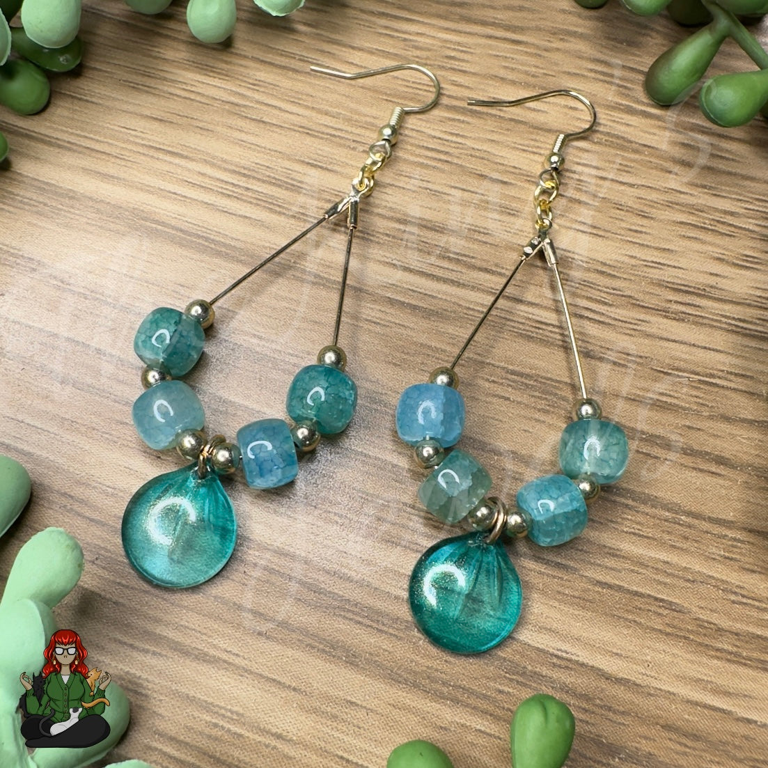 Rose - Glass Bead & Shell Earrings!