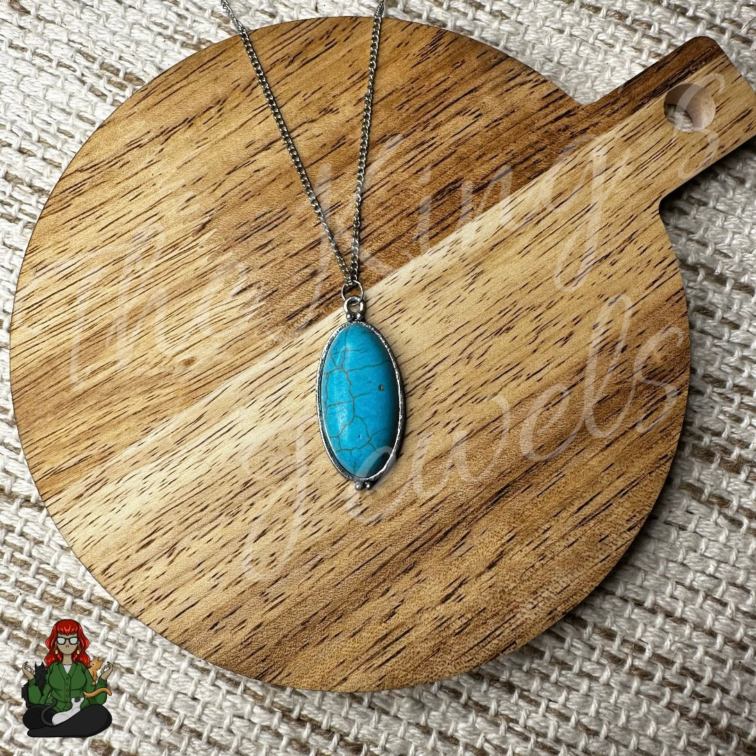 Ella - Turquoise Oval Pendant Necklace!