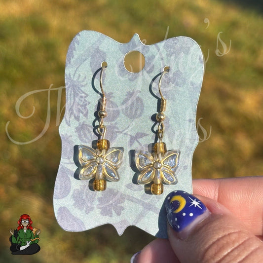 Melissa - Iridescent & Gold Butterfly Earrings!
