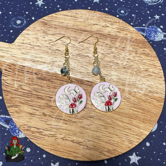 Gladys - Pink Mushroom Earrings!