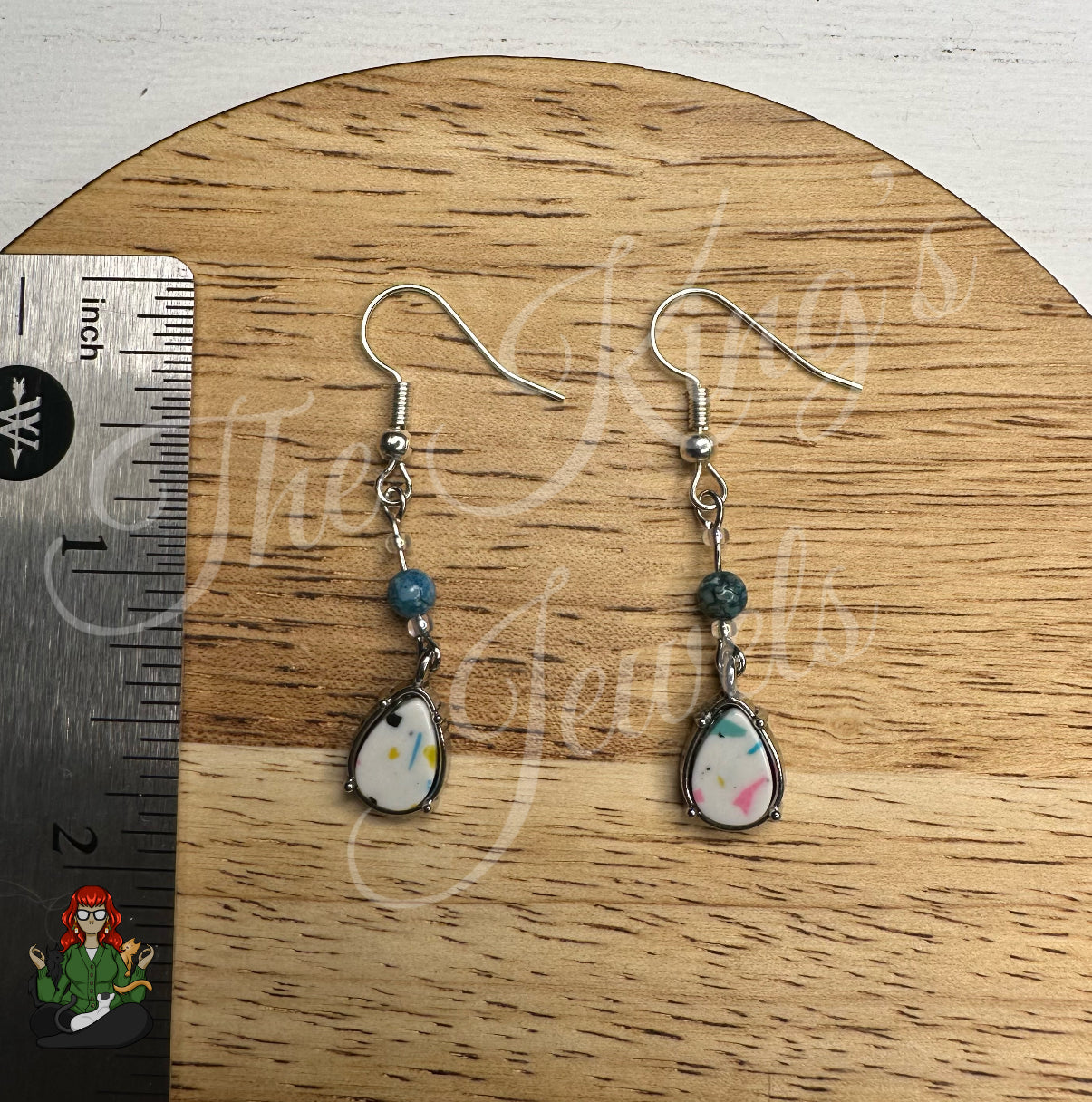 Katie - Dainty Neon Teal Teardrop Earrings!