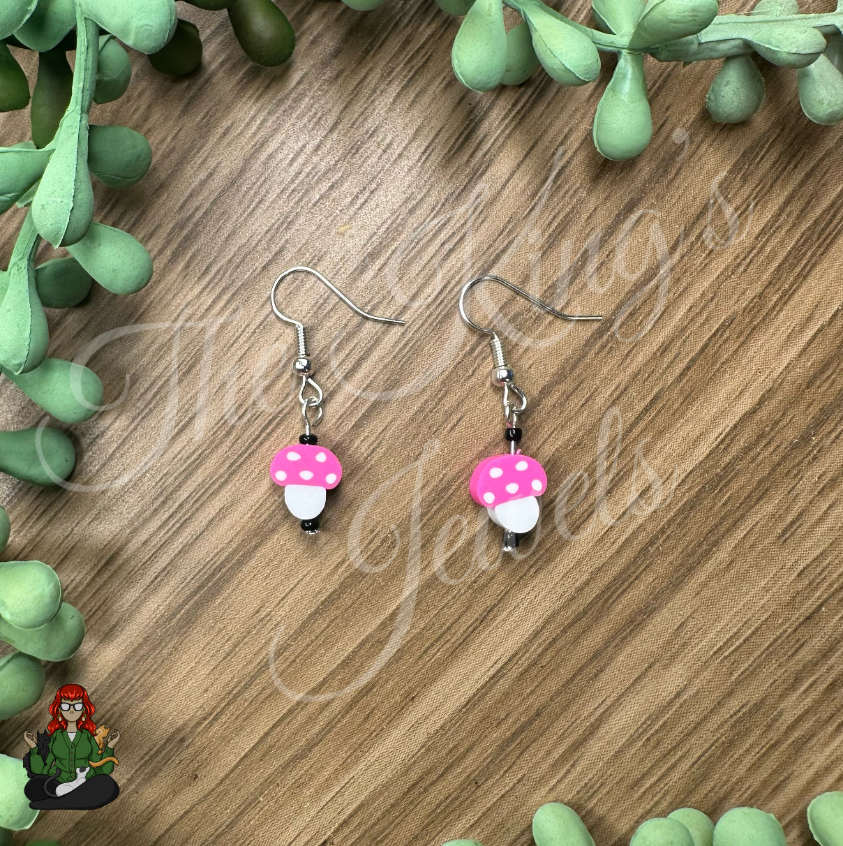 Shirley - Pink Mushroom Earrings!