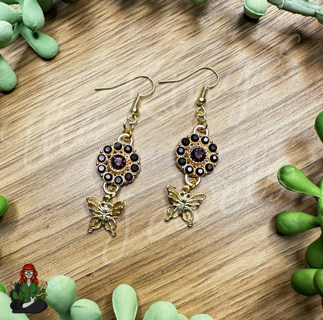 Katie - Rhinestone Medallion & Butterfly Earrings!