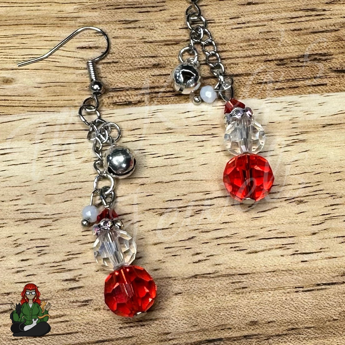 Gladys - Santa Bead & Bell Earrings!