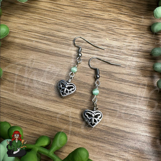 Katie - Butterfly Celtic & Dainty Green Bead Earrings!