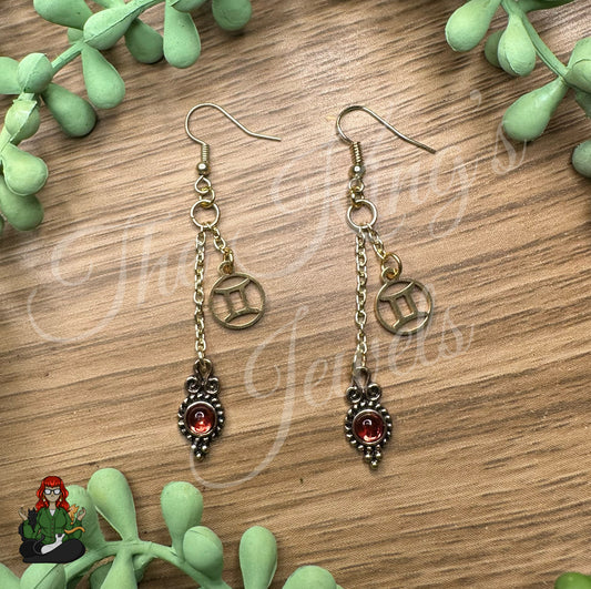 Gladys - Gemini Red Victorian Styled Earrings!