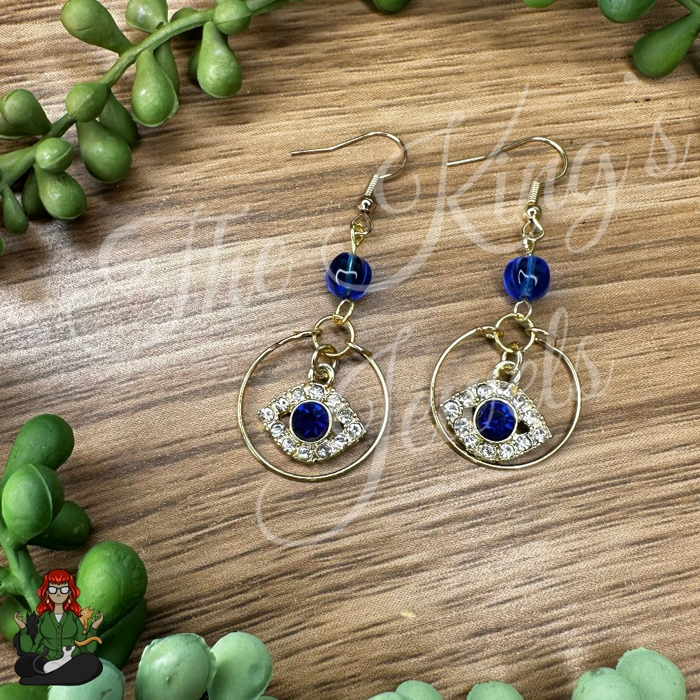 Riona - Evil Eye & Blue Bead Earrings!