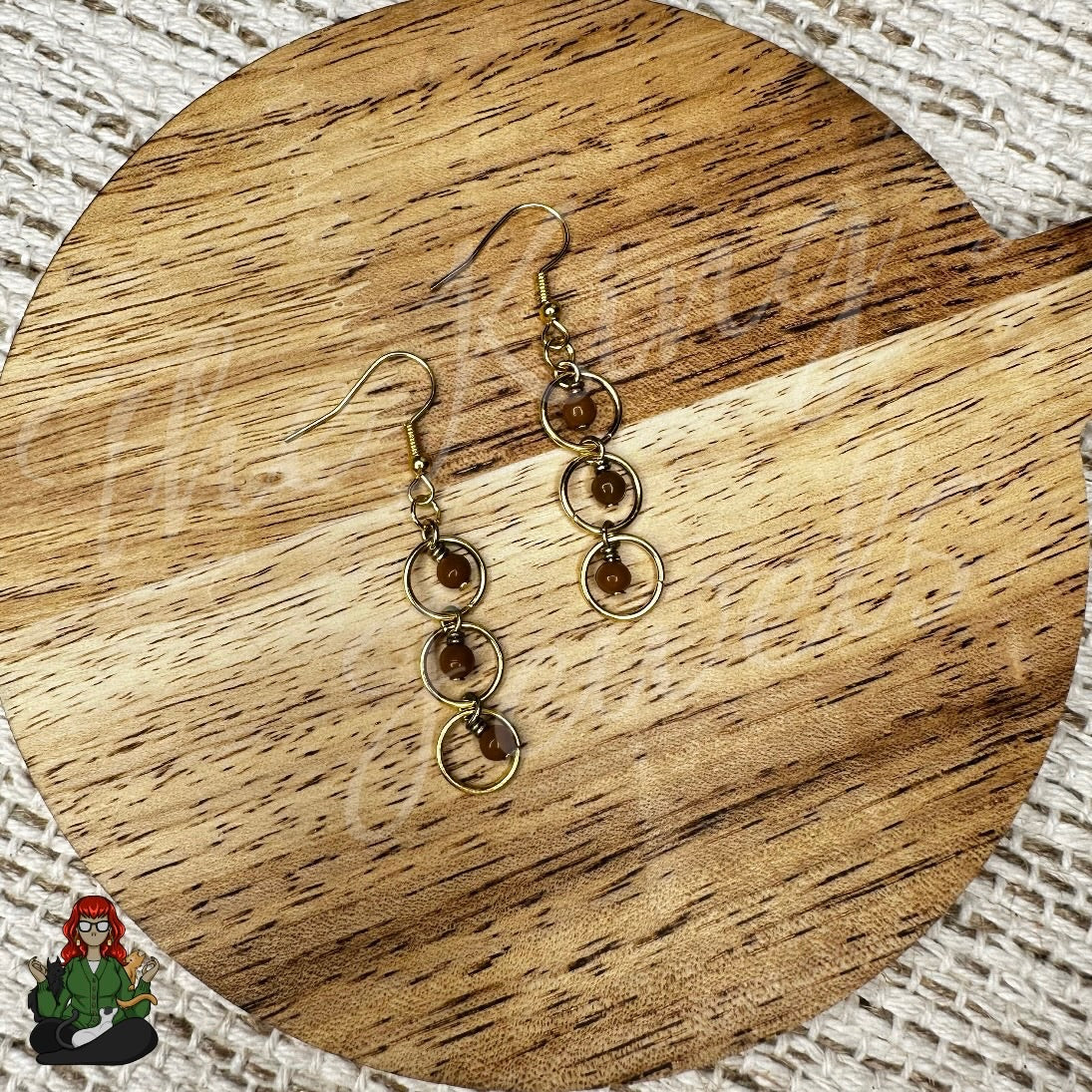 Brown Beaded O Ring Earrings!