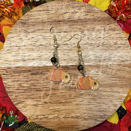 Gladys - Sunflower & Pumpkin Earrings!