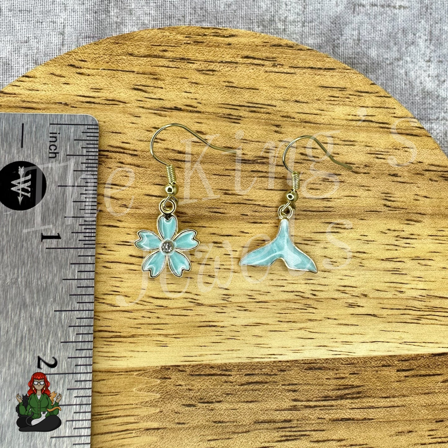 LeonaRae - Mismatch Blue Dolphin Tail & Flower Kids Earrings!