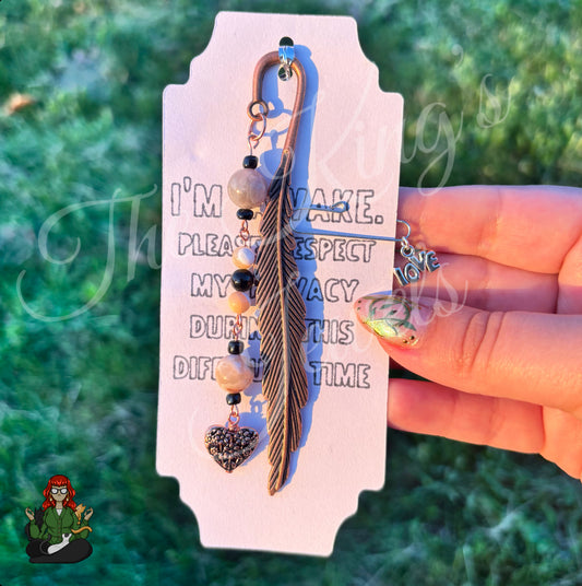 GwennaBelle - Crystal Beaded Copper Heart Bookmark