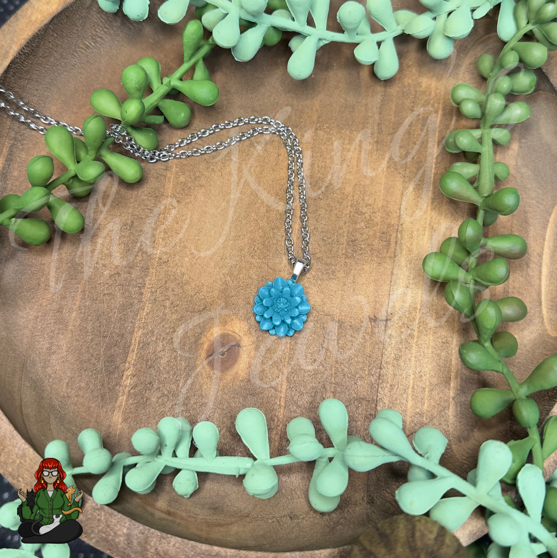 Ella - Dark Teal Flower Necklace!