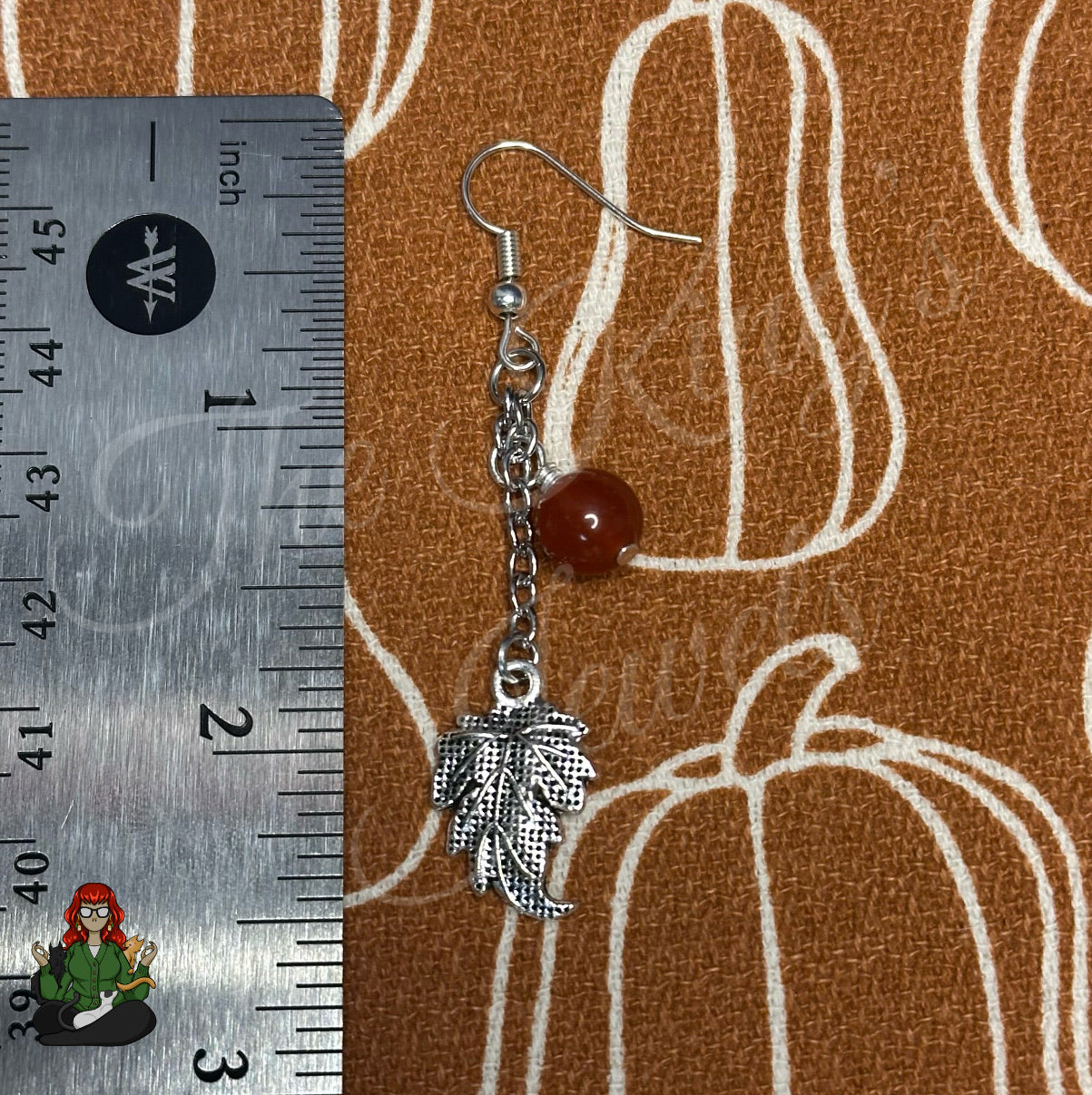 Gladys - Silver Leaf & Red Bead Earrings!