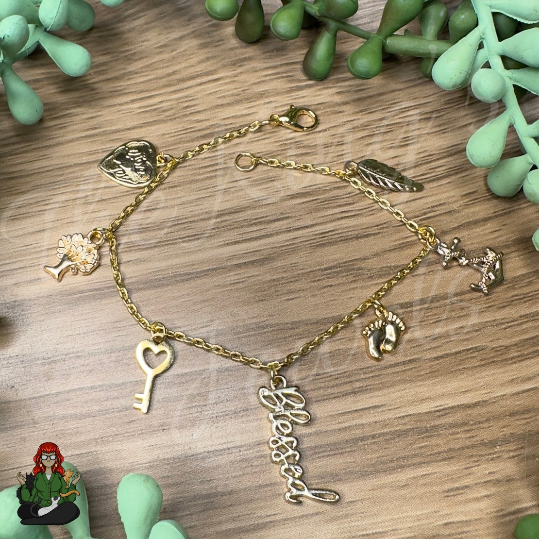 Rhiannon - Blessed Gold Charm Bracelet!