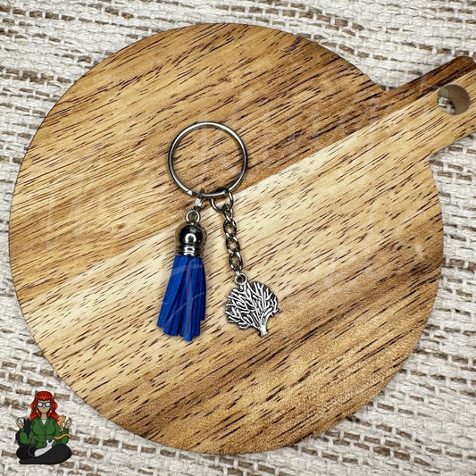 Morgan - Blue Tassel & Tree Charm Keychain!