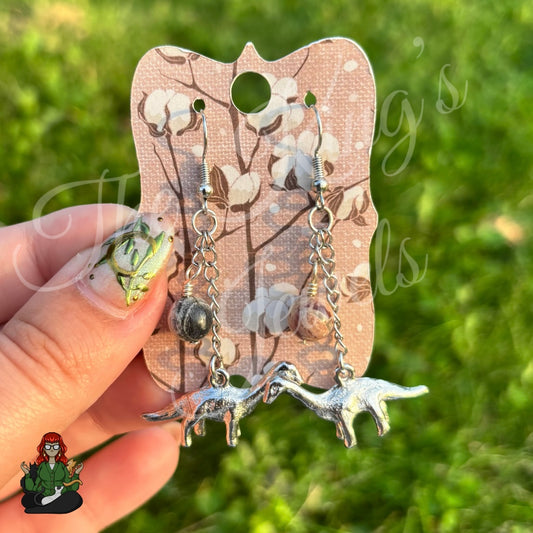 Gladys - Dinosaur & Jasper Bead Earrings!